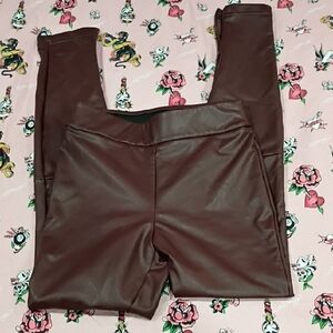 💜A New Day Burgundy Faux Leather Leggings